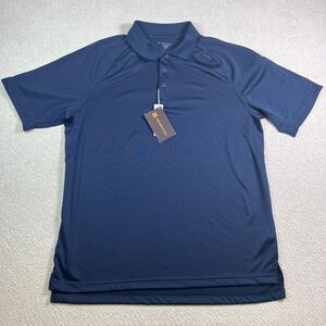 Harriton Polo Shirt Mens Size Large Navy‎ Blue Short Sleeve 100% Polyester NEW